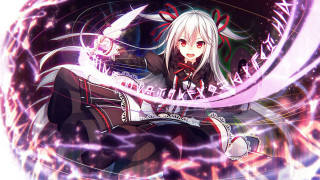 Anime white hair sword character - a purple light free wallpaper