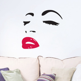 Woman face red lipstick white - pop art free wallpaper