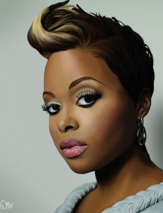 Woman shorthair blue dress pink - digital painting free wallpaper
