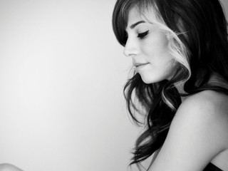 Woman black dress cell phone 2 - her wrist free wallpaper
