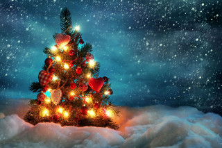 Christmas tree lights ornaments snow 9 - ornament free wallpaper