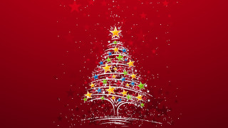 Christmas tree stars red background 7 - a white border free wallpaper for desktop
