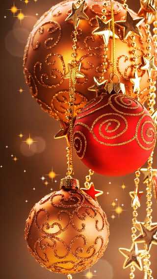 Christmas ornaments hanging stars brown - a string free wallpaper