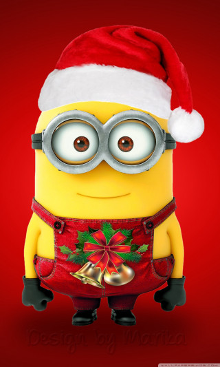 Minion santa hat glasses bell 2 - its chest free wallpaper