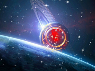 Clock space stars planet background - bedwyr williams free wallpaper