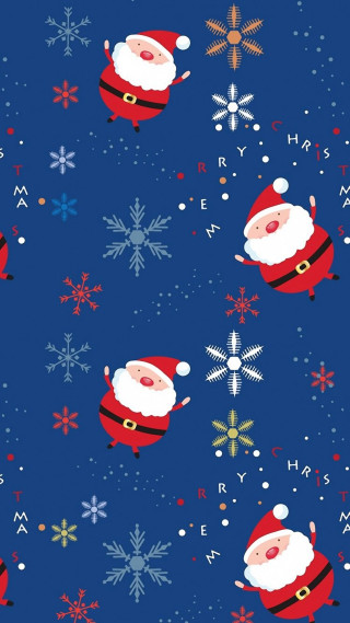 Blue santa pattern snowflakes background - the ground free wallpaper