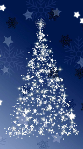 Christmas tree stars snowflakes blue - computer art free wallpaper