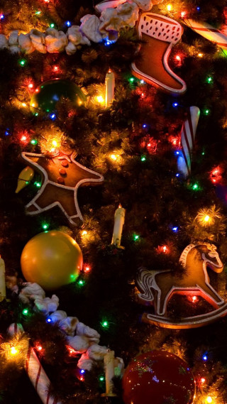Christmas tree lights decorations gingerbread - decoration free wallpaper