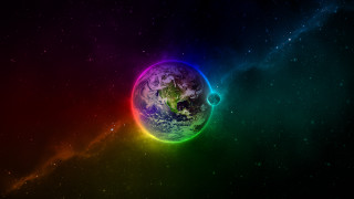 Colorful earth space stars rainbow 6 - mystical free wallpaper
