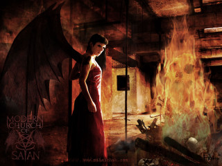 Woman red dress fire demon - a fire free wallpaper