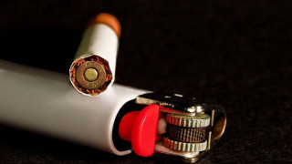 Cigarette lighter red cap white - autodestructive art free wallpaper