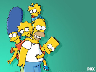 Simpsons family group green background - 4k uhd image free wallpaper