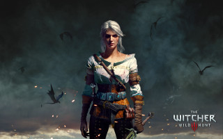 Woman sword dark background birds - epic fantasy character art free wallpaper