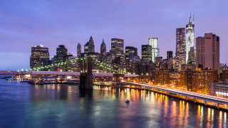 City skyline bridge river night 38 - a bridge in the foreground free wallpaper