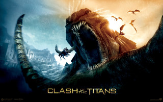 Clash titans dinosaur horse rain - a movie poster free wallpaper