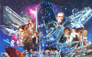 Star wars poster characters spaceship - theme free wallpaper