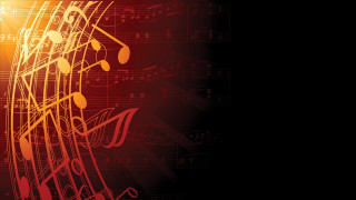 Red yellow background musical notes 2 - cinematic composition free wallpaper