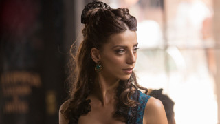 Woman ponytail blue dress serious - serious free wallpaper for desktop