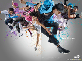 Dancing people colored paint splatters - colored free wallpaper
