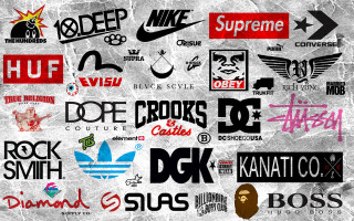 Logos wall pattern collection display - graphic design free wallpaper