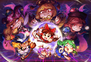 Cartoon characters circular object light - a group of cartoon characters free wallpaper