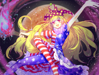 Girl dress crown purple background - star and a moon in the background free wallpaper