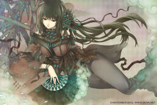 Woman long hair dress fan - long hair and a dress free wallpaper