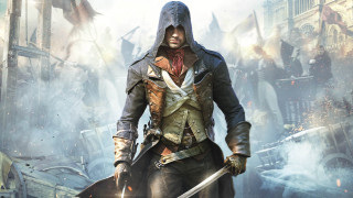 Hooded man sword city smoke - 2 d game art free wallpaper