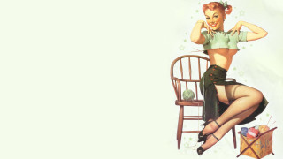 Pin up girl chair suitcase - promotional image free wallpaper