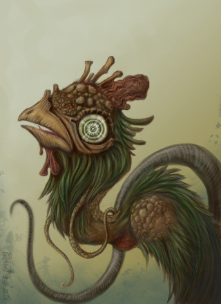Dragon clock mouth tail head - a painting of a dragon free wallpaper