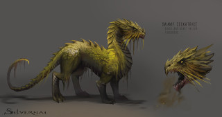 Yellow dragon sharp teeth glowing - a drawing free wallpaper