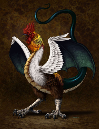 Rooster dragon tail feathers painting - dragon art free wallpaper