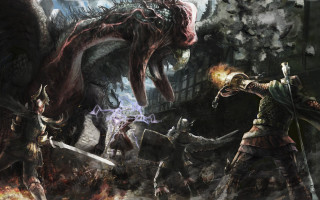 City monster demon attack group - dark soul free wallpaper