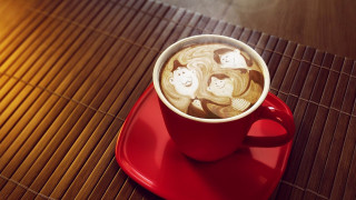 Coffee family saucer mat wooden - a mat free wallpaper