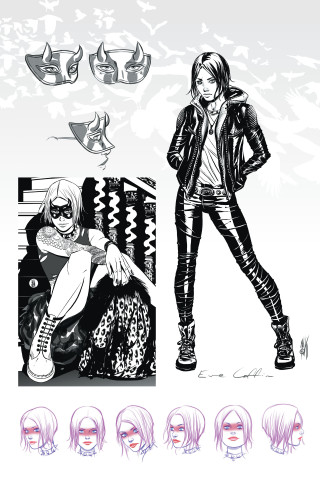 Woman leather jacket birds flying - graphic novel free wallpaper