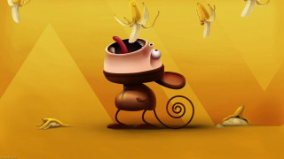 Cartoon character hat snail back - a surrealist painting free wallpaper