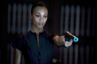 Woman holding gun dark room 3 - bar free wallpaper