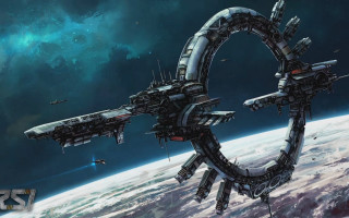 Sci fi spacecraft night sky - a sci free wallpaper