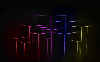 Colored boxes black background red - the middle free wallpaper