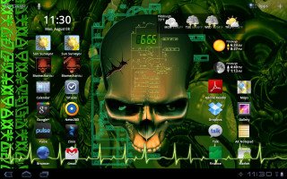 Computer skull green background clock - a skull free wallpaper