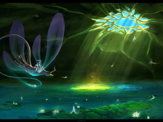 Dragon flying over water sun - league of legends concept art free wallpaper
