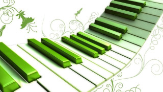 Green piano floral ecological bamboo - floral free wallpaper