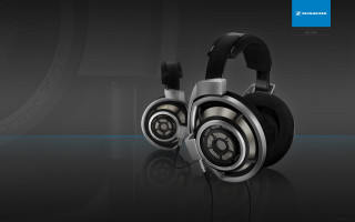 Headphones black background blue white - new objectivity free wallpaper