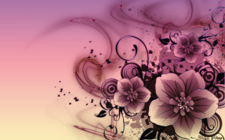 Flowers swirls pink purple background - a painting of flowers free wallpaper