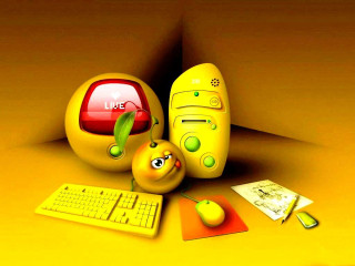 Computer mouse yellow surface background - a yellow wall behind free wallpaper