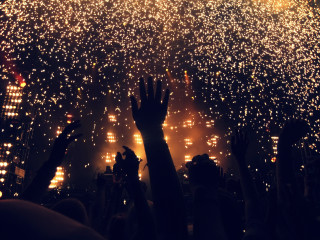 Fireworks crowd concert night city - a fireworks display free wallpaper
