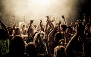 Crowd concert hands up arms - free happy birthday wallpaper