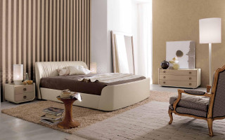 Bedroom with bed cozy interior 3 - the floor and a rug free wallpaper