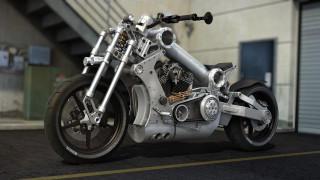 Motorcycle parked building garage yellow - cgstudio free wallpaper