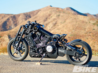 Black motorcycle parked road mountain - biomechanical free wallpaper